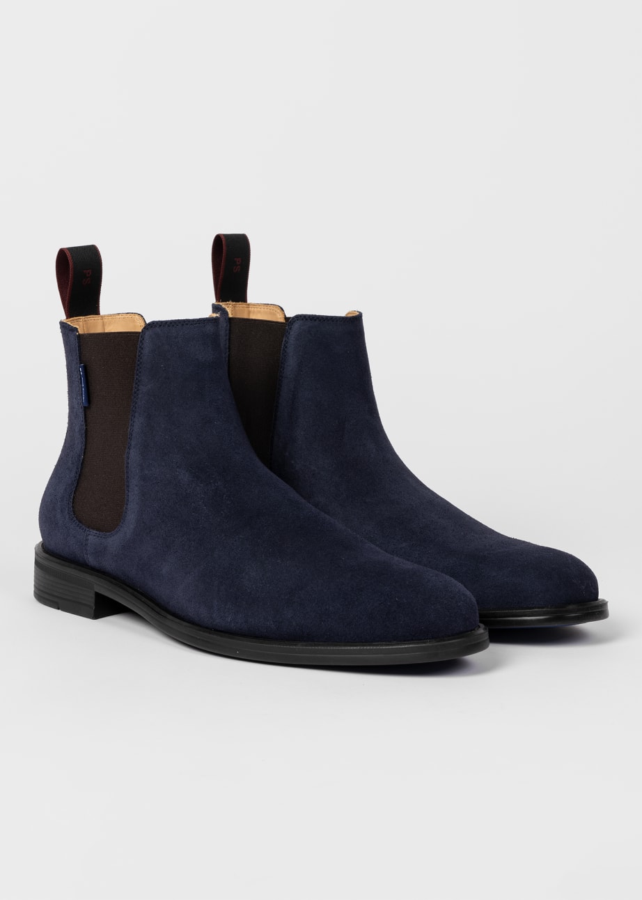 Pair View - Navy Suede 'Cedric' Boots Paul Smith