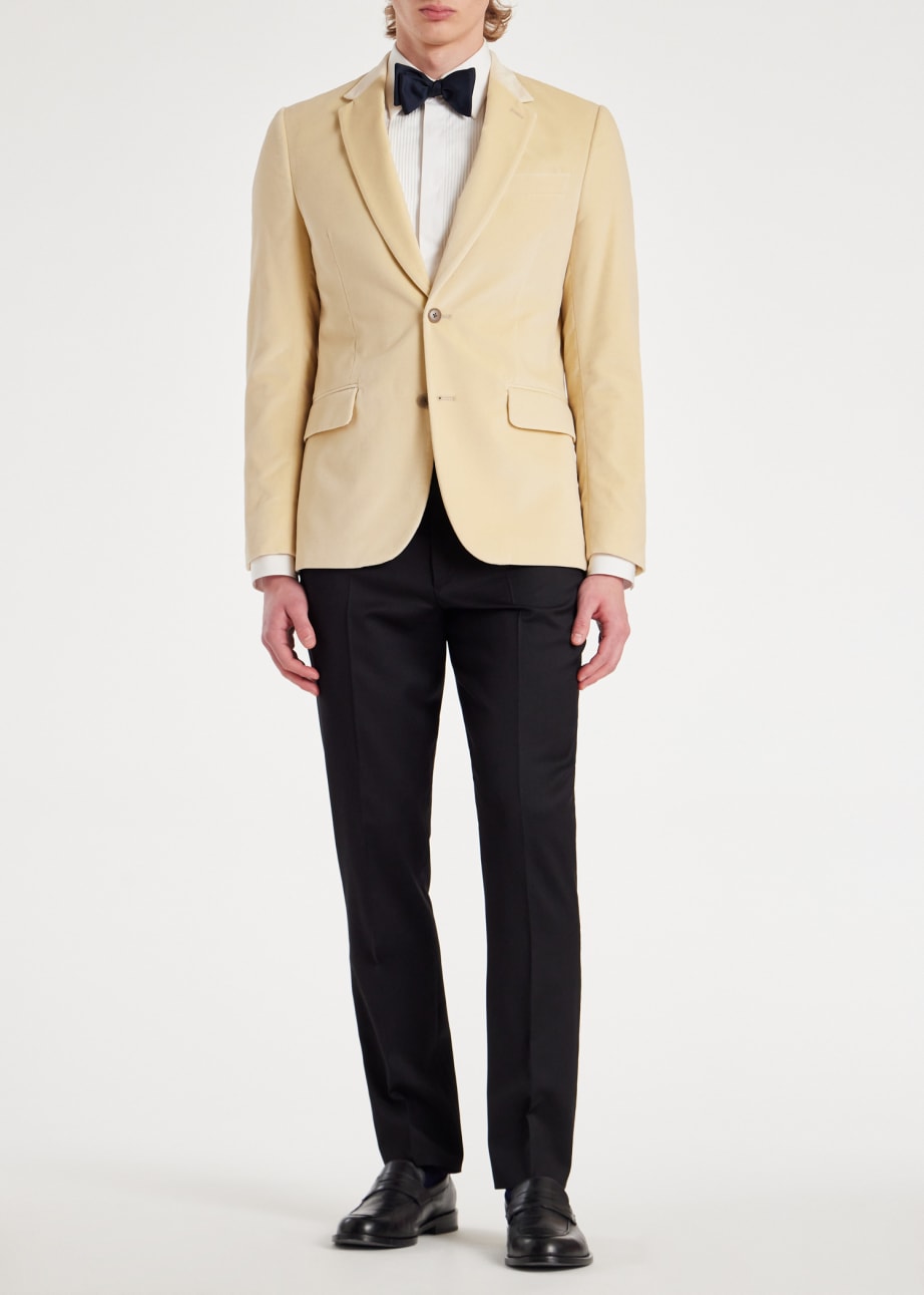 Model View - The Soho - Tailored-Fit Ivory Velvet Blazer Paul Smith