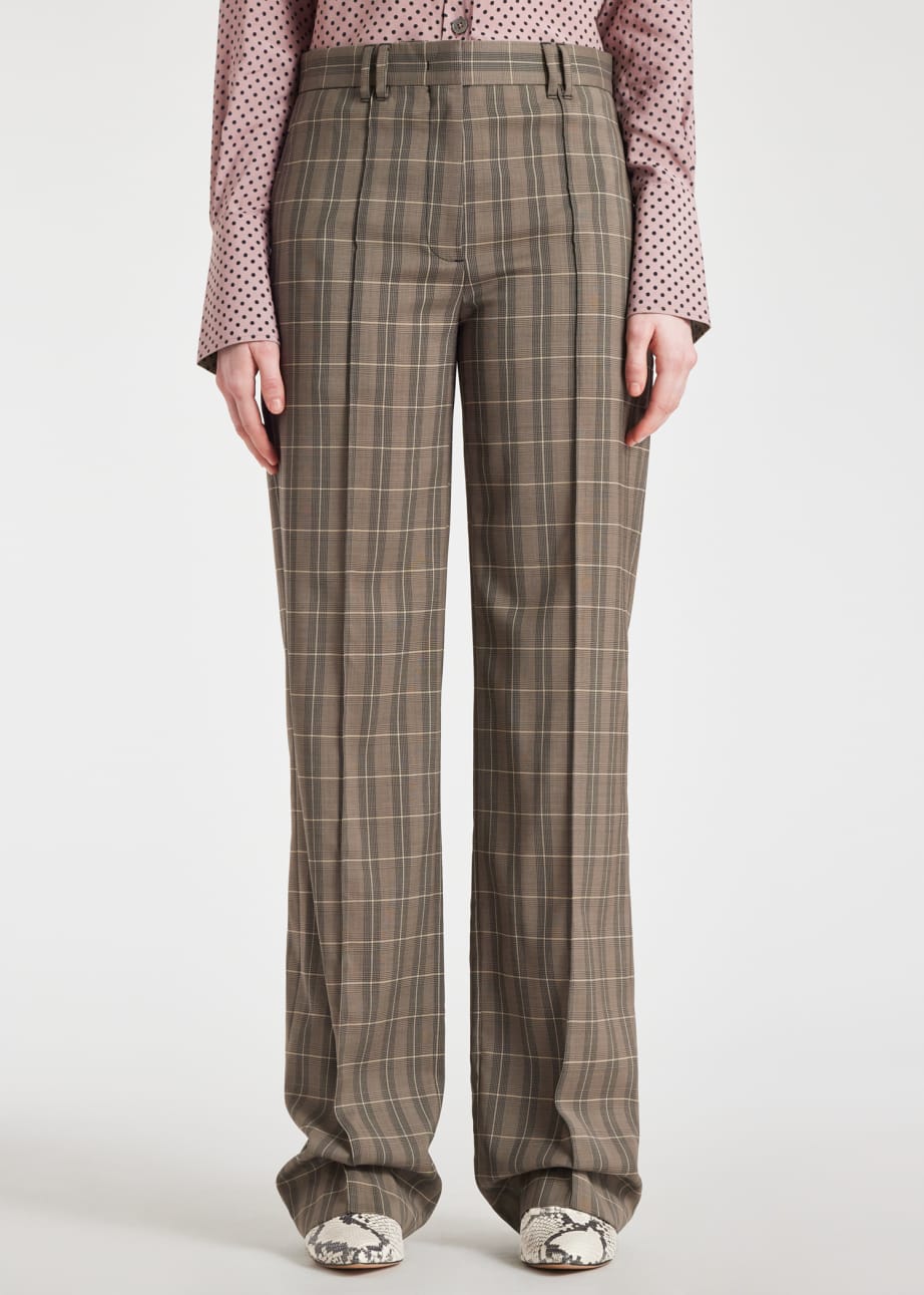 Pull On Tulip Leg Trousers in Rose Check - 3440136