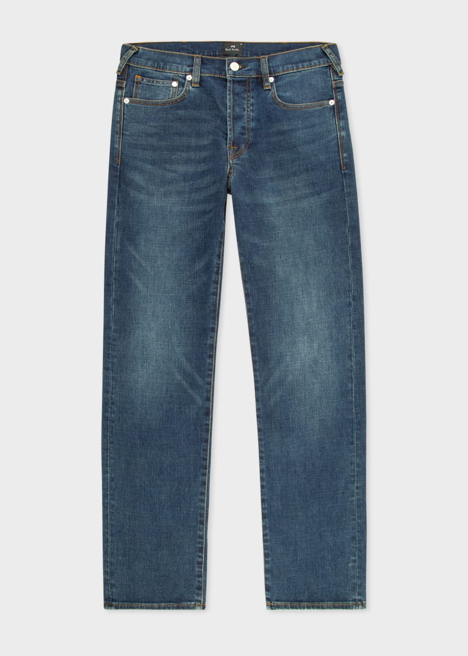 Standard-Fit 11.8oz 'Crosshatch Stretch' Blue-Rinse Jeans