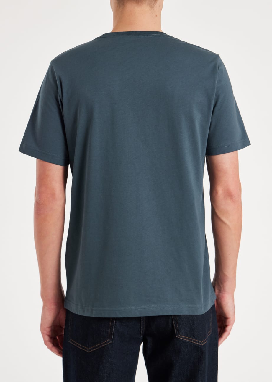 Model View - Ink Blue Cotton 'Badges' Print T-Shirt Paul Smith