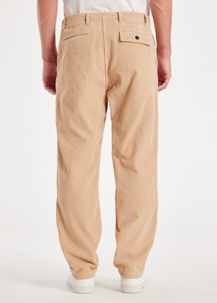Model View - Loose-Fit Light Tan Corduroy Trousers Paul Smith