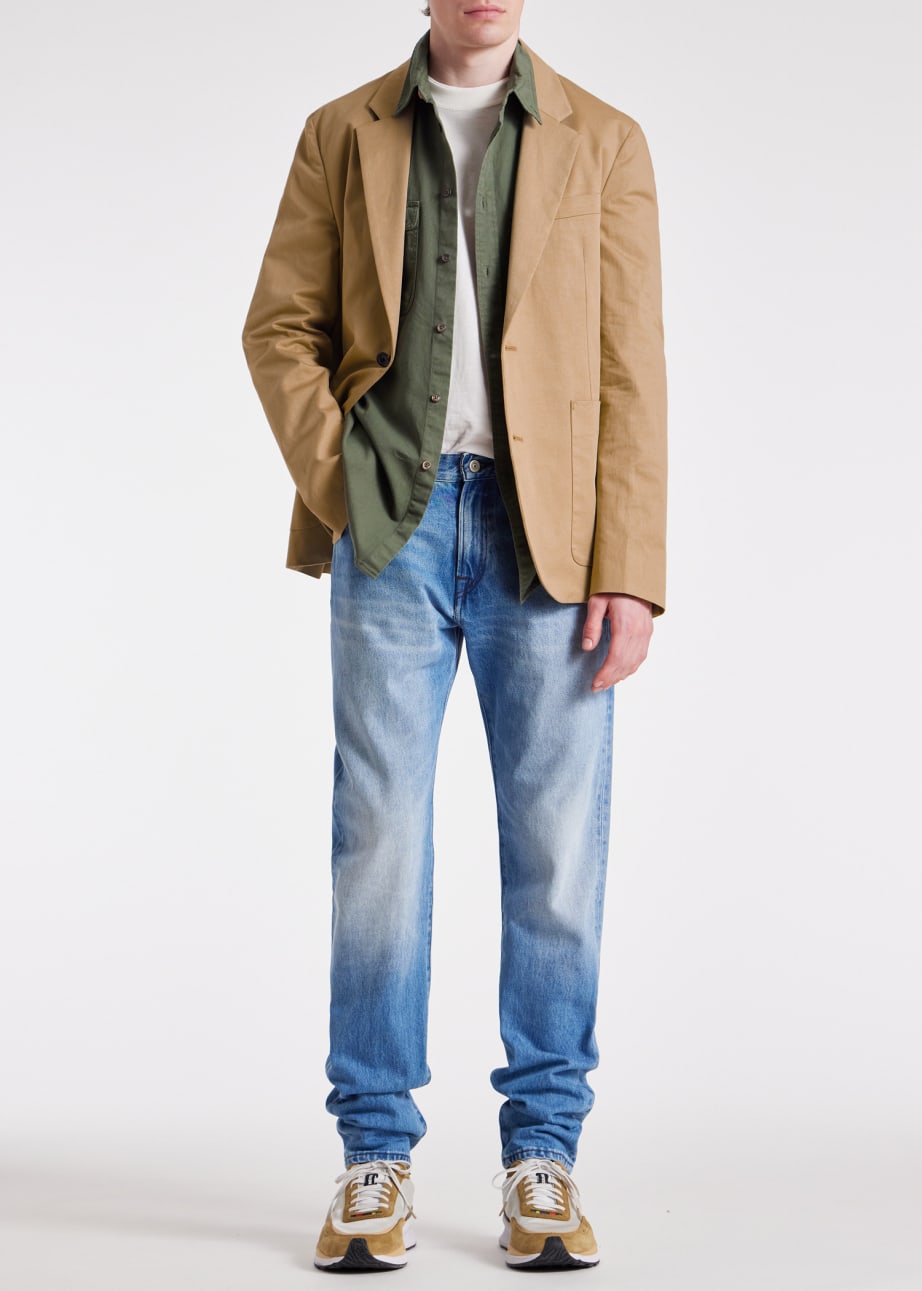 Model View - Casual-Fit Tan Cotton-Blend Blazer Paul Smith