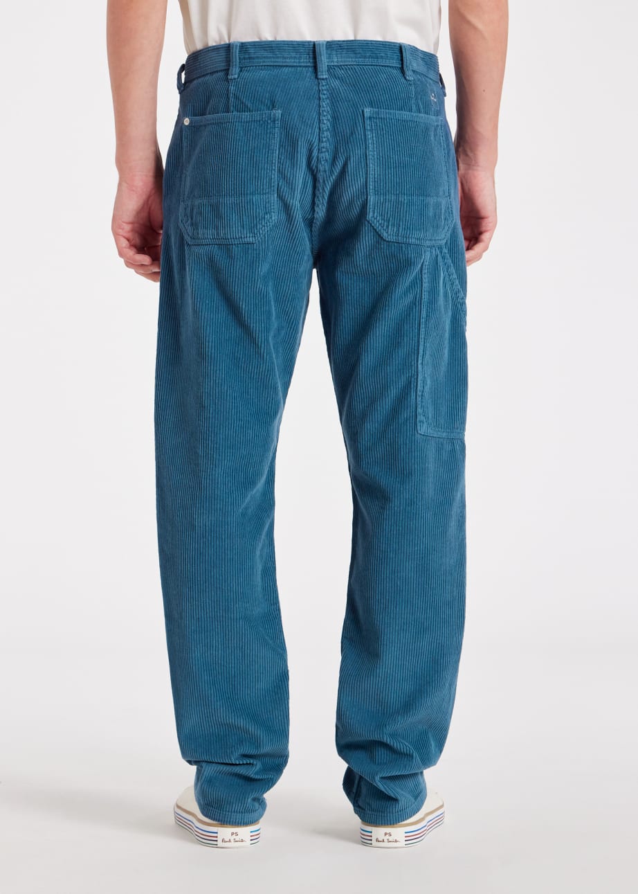 Model View - Blue Corduroy Carpenter Trousers Paul Smith