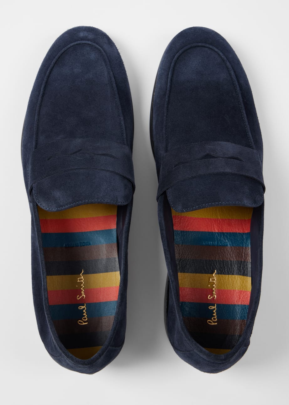 Pair View - Navy Suede 'Figaro' Loafers Paul Smith