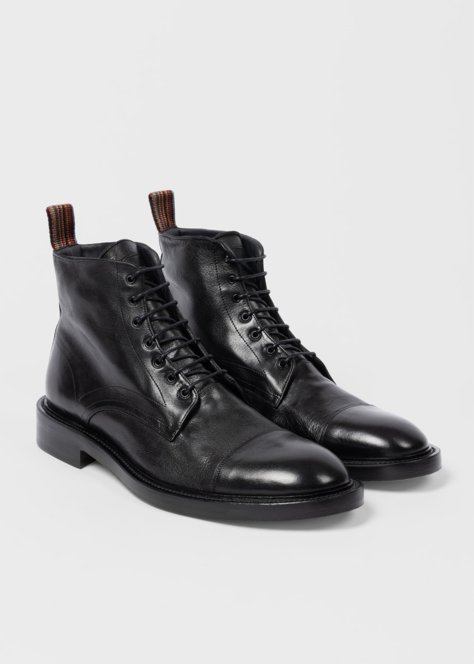 Pair View - Black Leather 'Newland' Boots Paul Smith