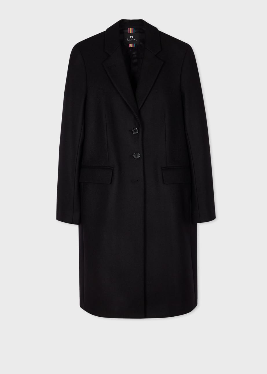 Front View - Women's Black Cashmere-Blend Epsom Coat Paul Smith