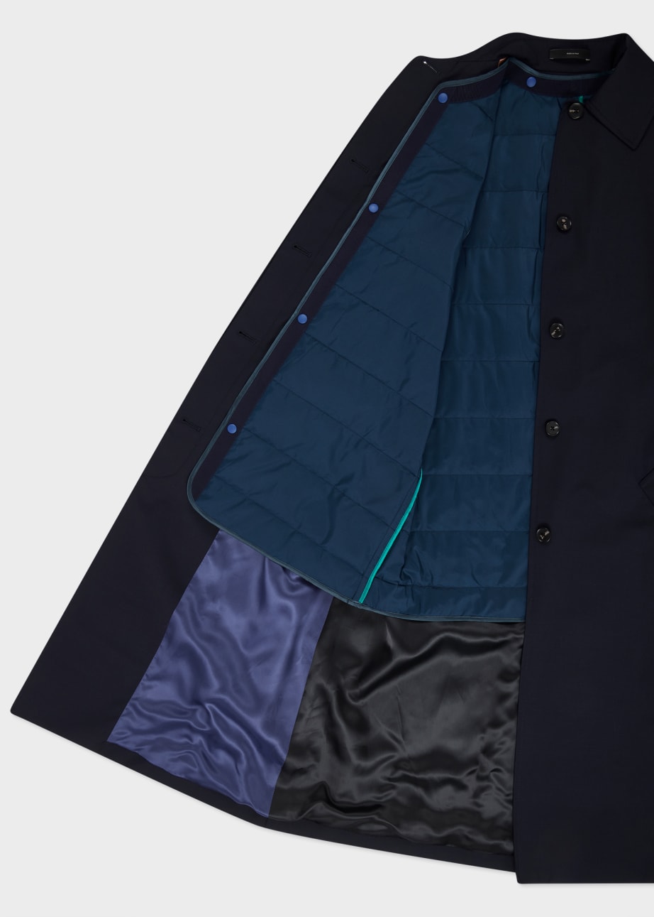 Detail View - Women's Navy 'Storm System Wool' Mac With Detachable Liner Paul Smith