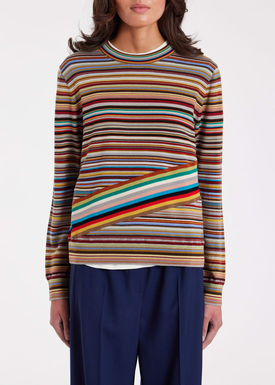 Model View - Women's Diagonal 'Signature Stripe' Sweater Paul Smith