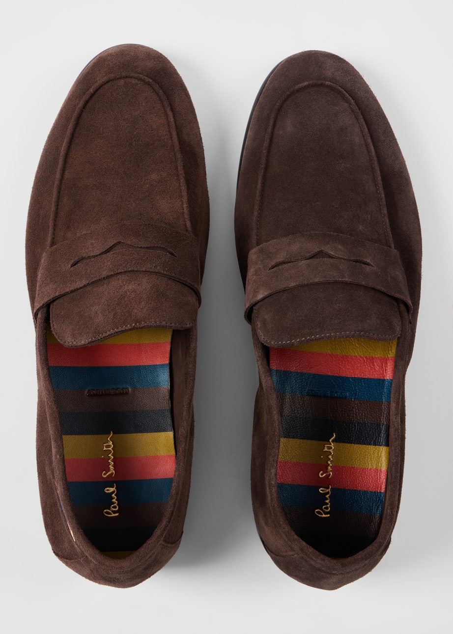 Pair View - Dark Brown Suede 'Figaro' Loafers Paul Smith