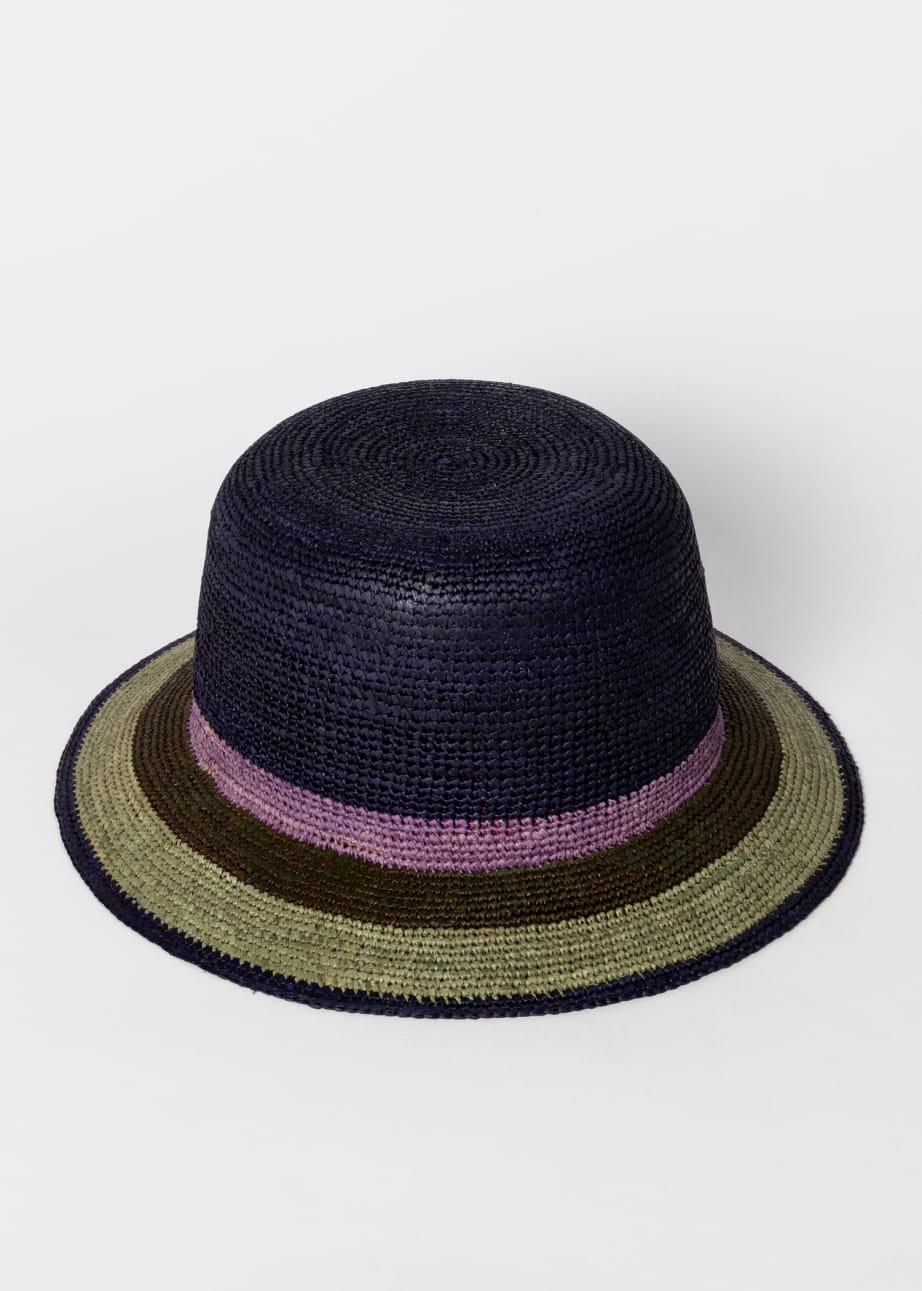 Front View - Stripe Straw Hat Paul Smith