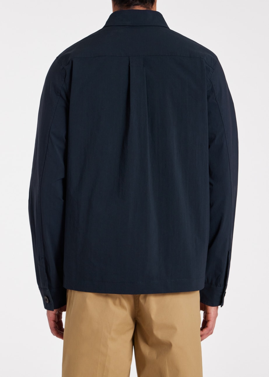 Model View - Navy Cotton-Nylon Zip Overshirt Paul Smith