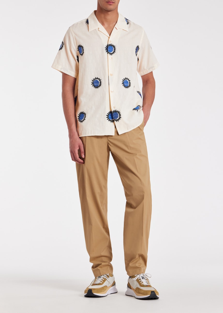 Model View - White Cotton-Blend Fil Coupé 'Sun' Shirt Paul Smith
