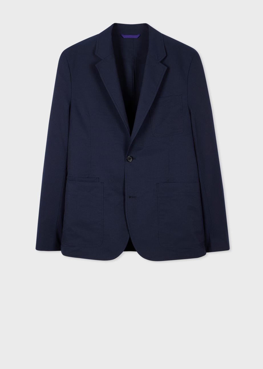 Front View - Navy Lightweight Sports Blazer Paul Smith