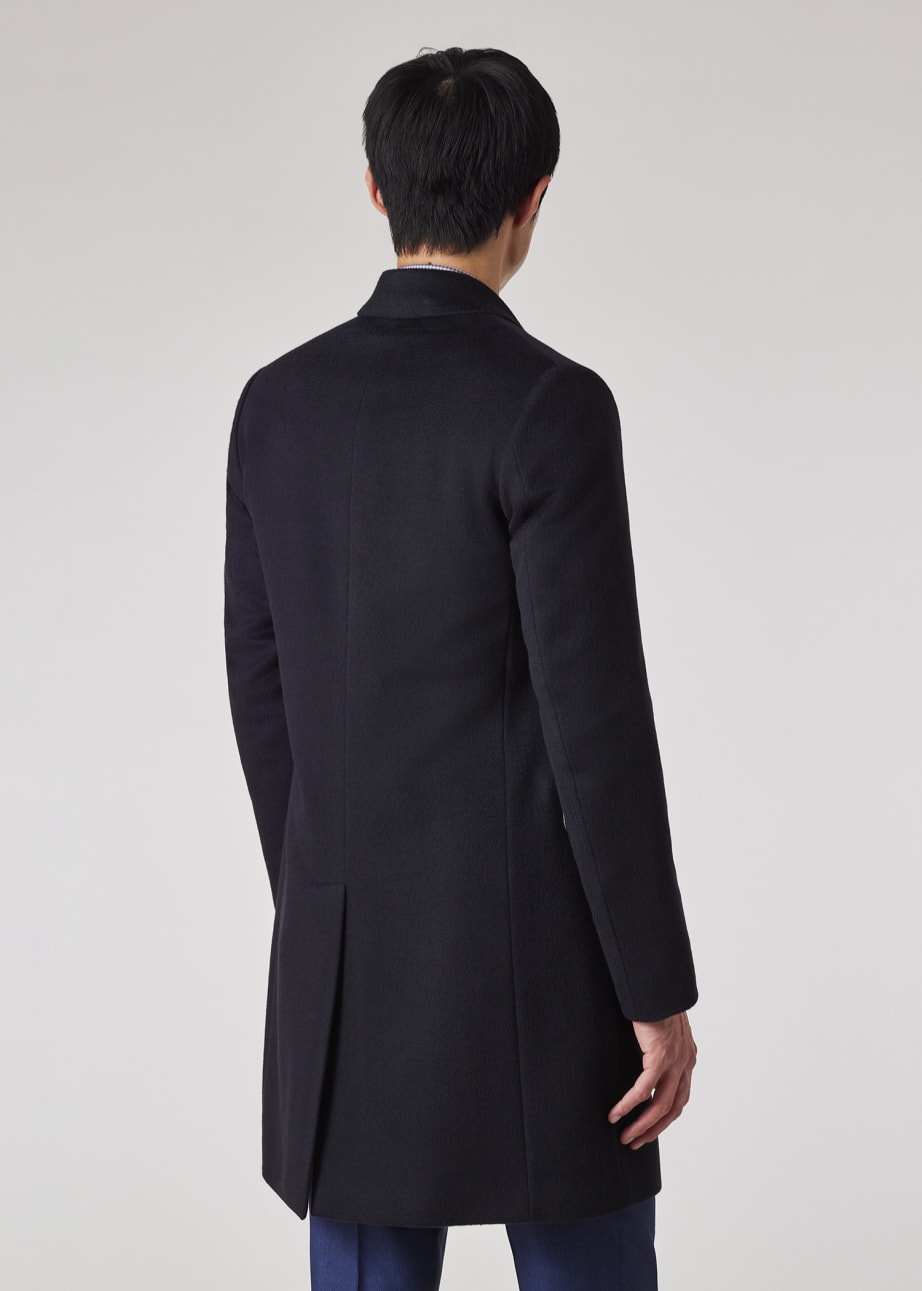 Model View - Navy Cashmere Epsom Coat by Paul Smith