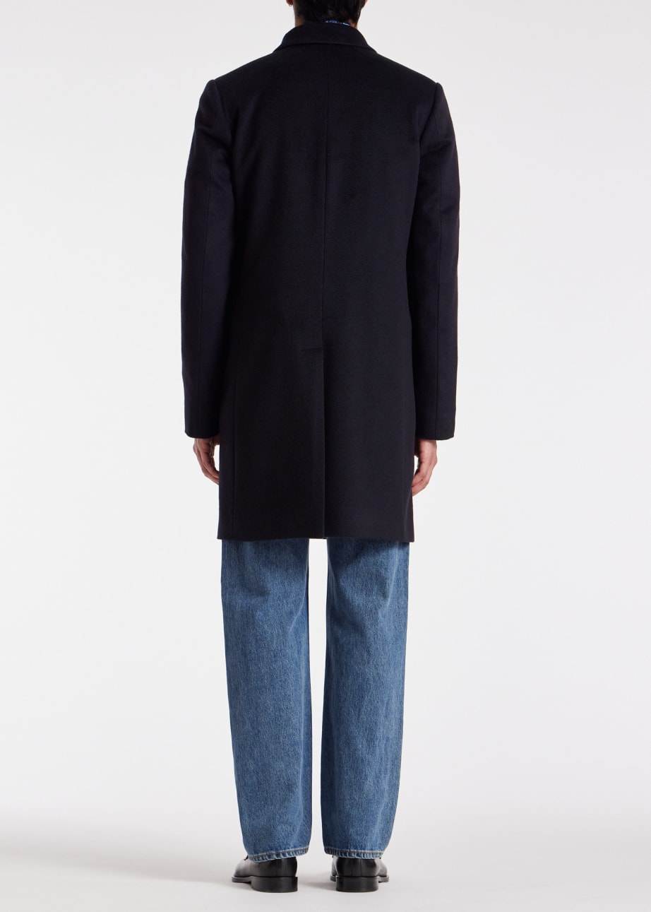 Model View - Navy Cashmere Epsom Coat by Paul Smith