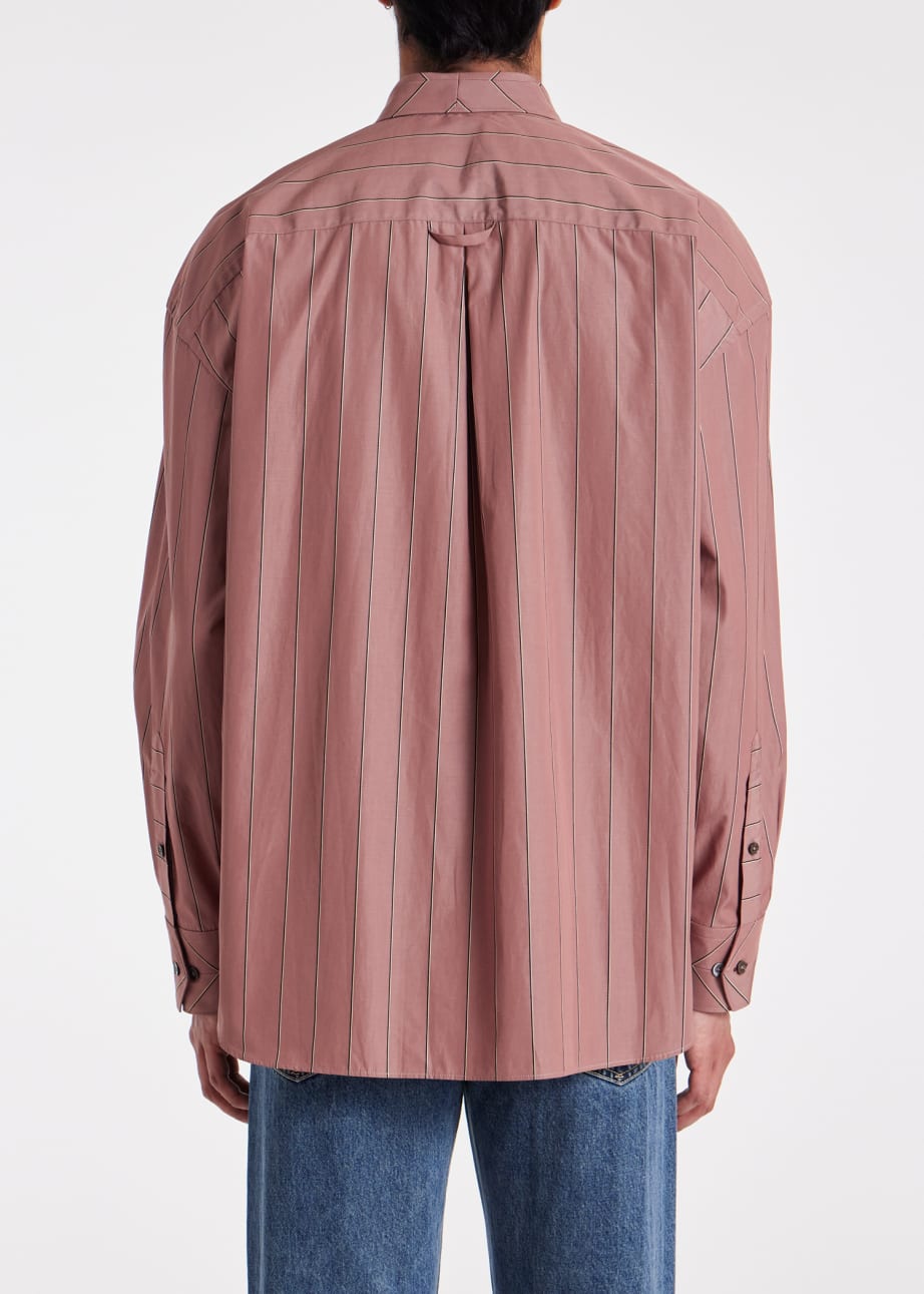 Model View - Dusky Pink Oversized Stripe Cotton Shirt Paul Smith