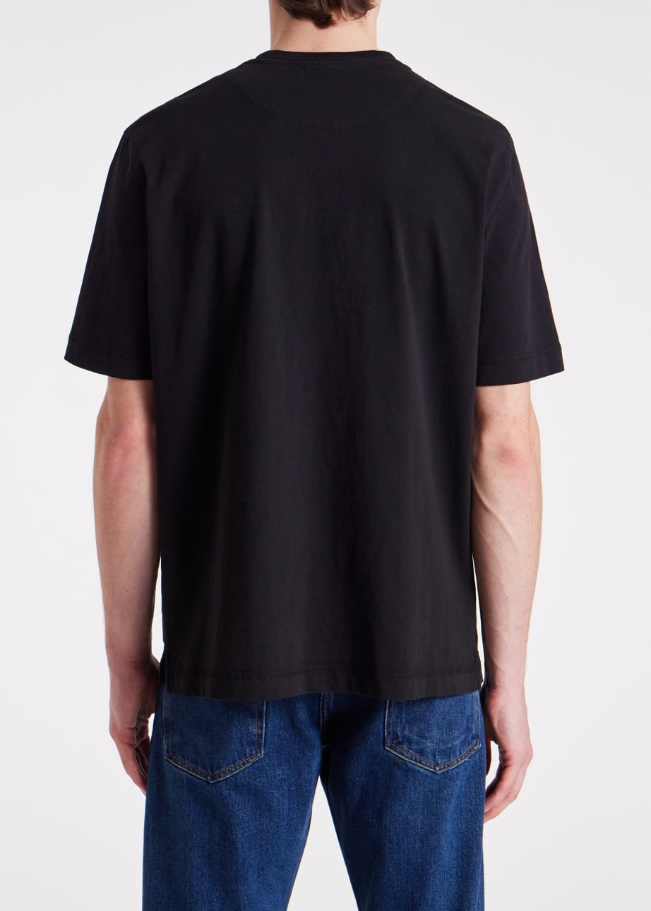 Model View - Black Cotton 'Happy' T-Shirt Paul Smith