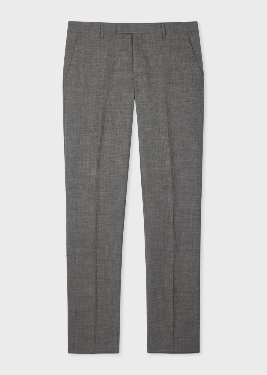 Front View - Grey Fresco Wool Straight Leg Trousers Paul Smith
