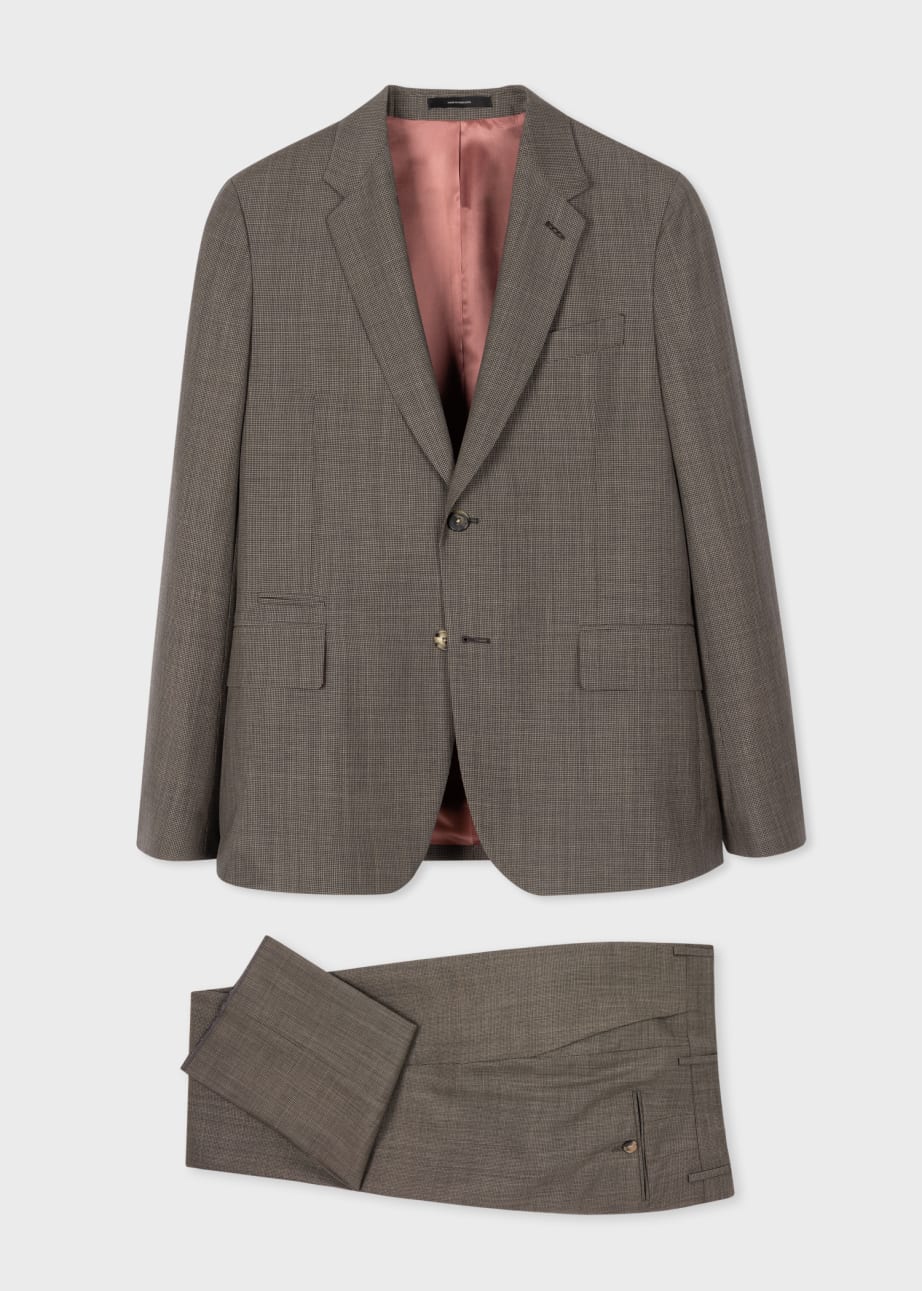 Product View - Tailored-Fit Brown Micro Houndstooth Wool-Mohair Suit by Paul Smith