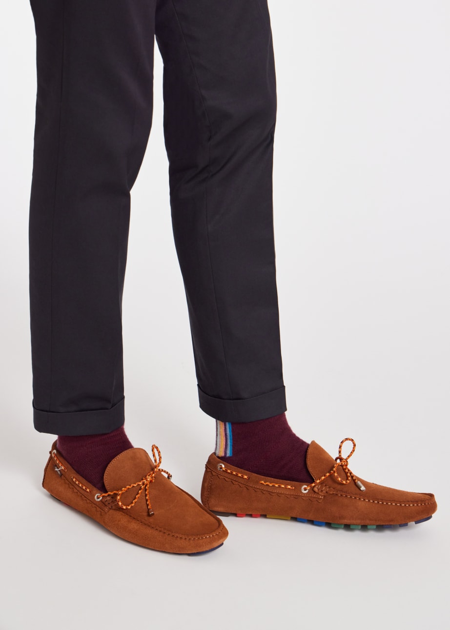 Model View - Tan Suede 'Springfield' Driving Loafers Paul Smith