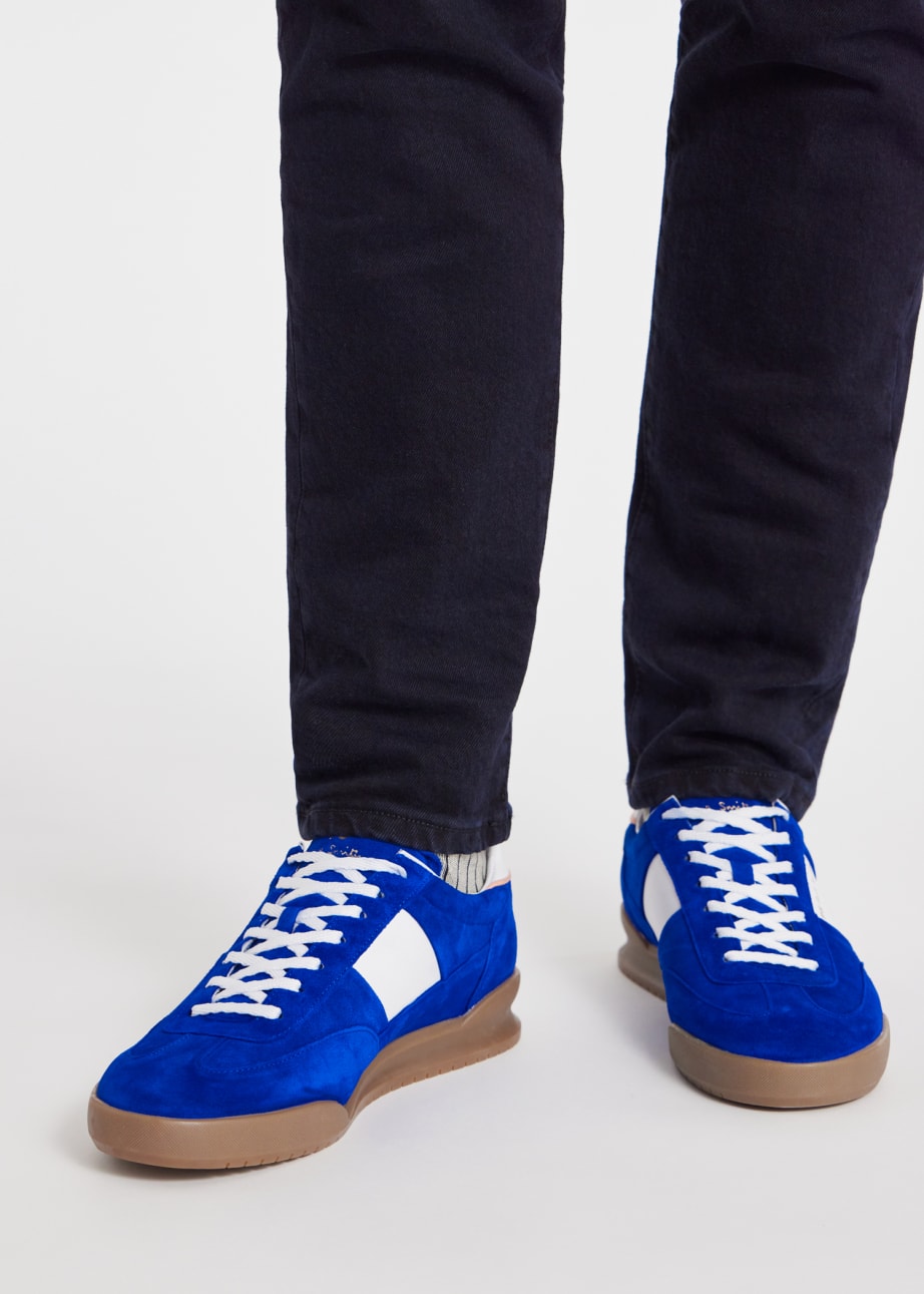 Model View - Cobalt Blue Suede 'Dover' Trainers Paul Smith