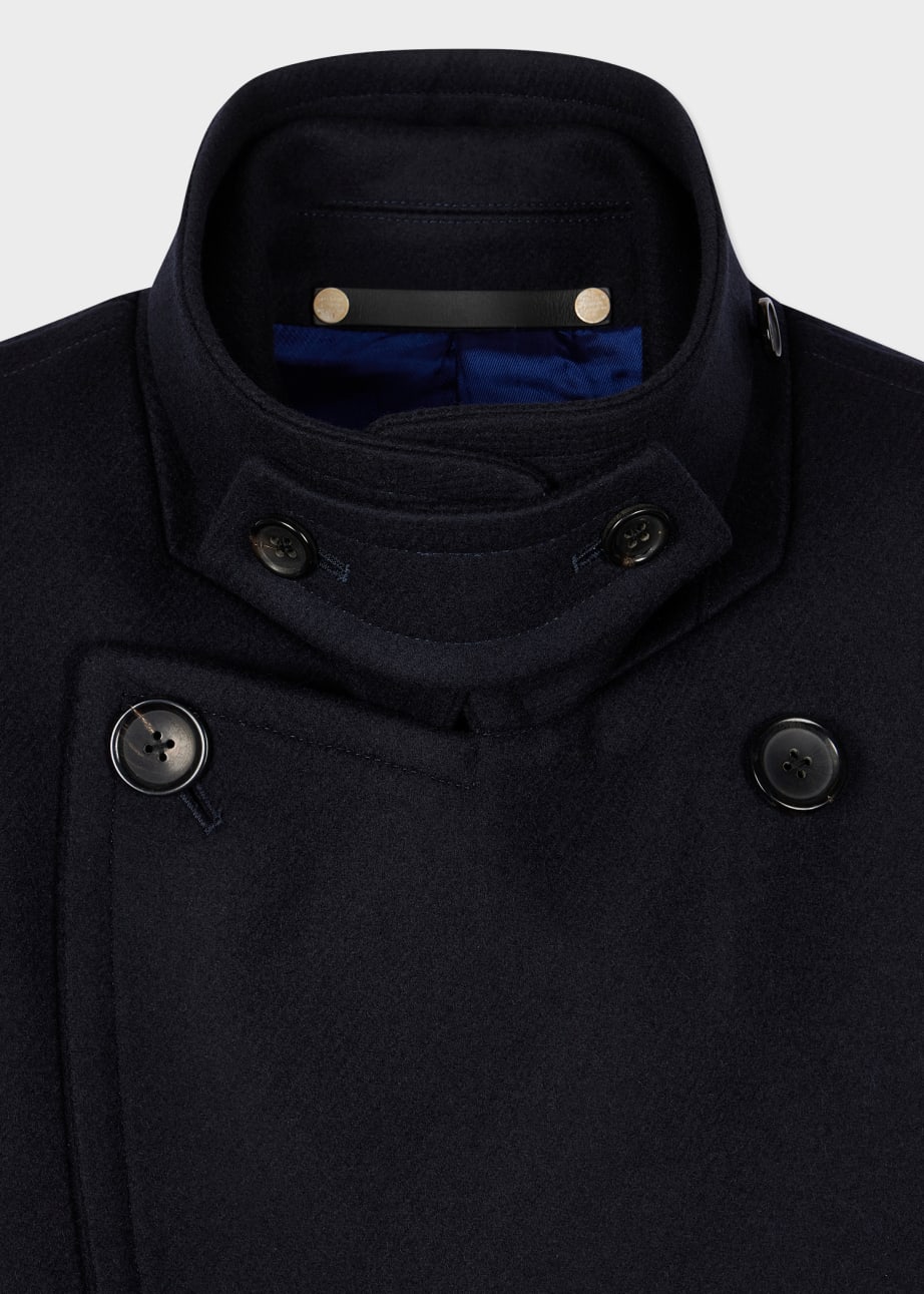 Model View - Navy Wool-Cashmere Pea Coat by Paul Smith