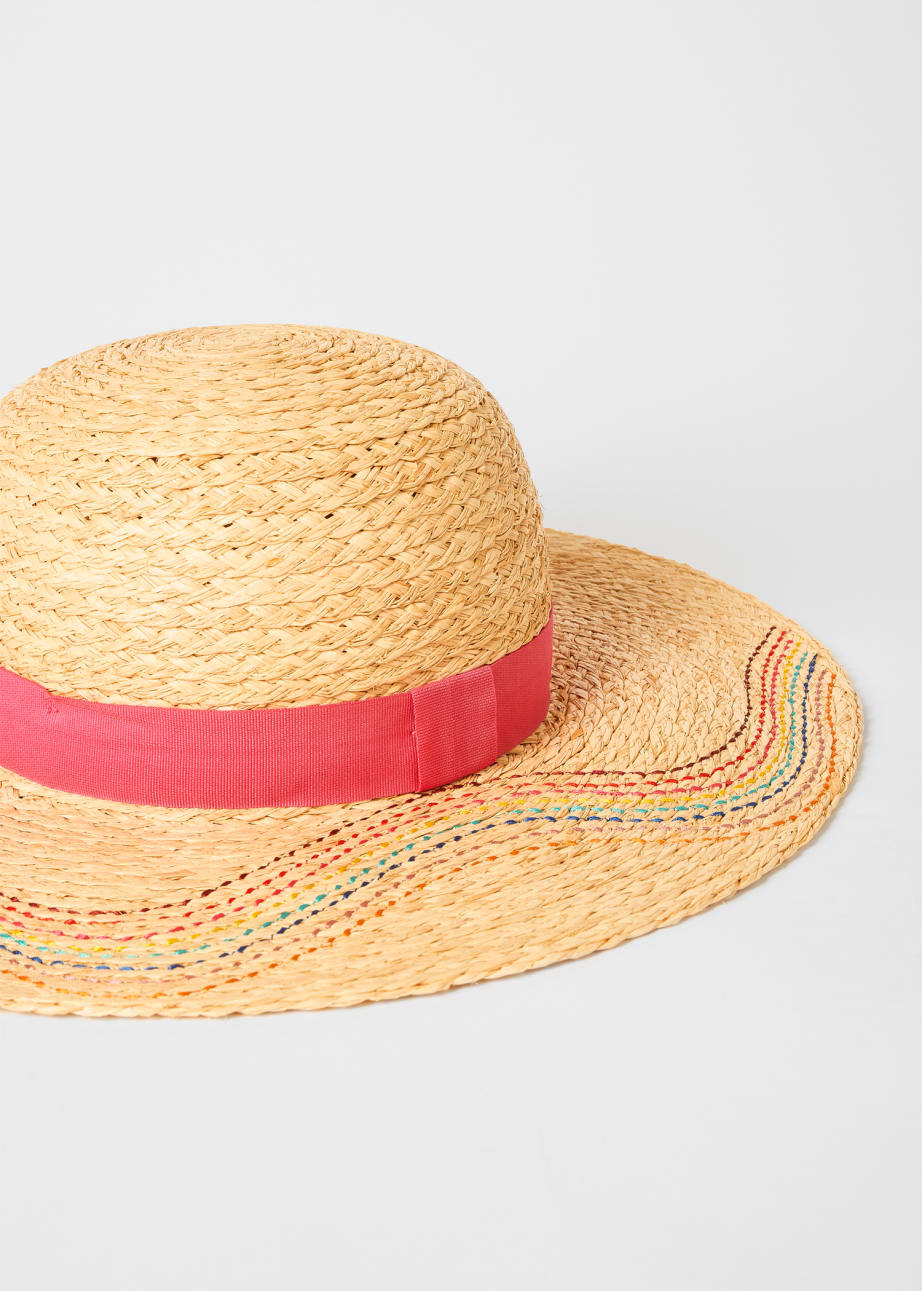 Detail View - Women's Wide Brim Straw Sun Hat Paul Smith