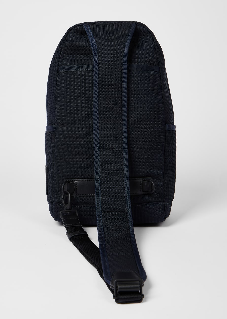 Detail View - Navy Canvas 'Signature Stipe' Sling Pack Paul Smith