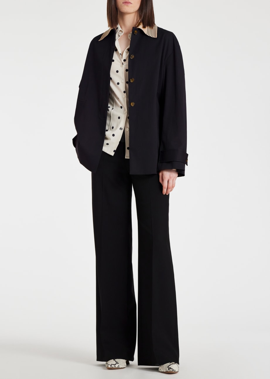 Model View - Women's Cotton Contrast Collar Swing Jacket Paul Smith