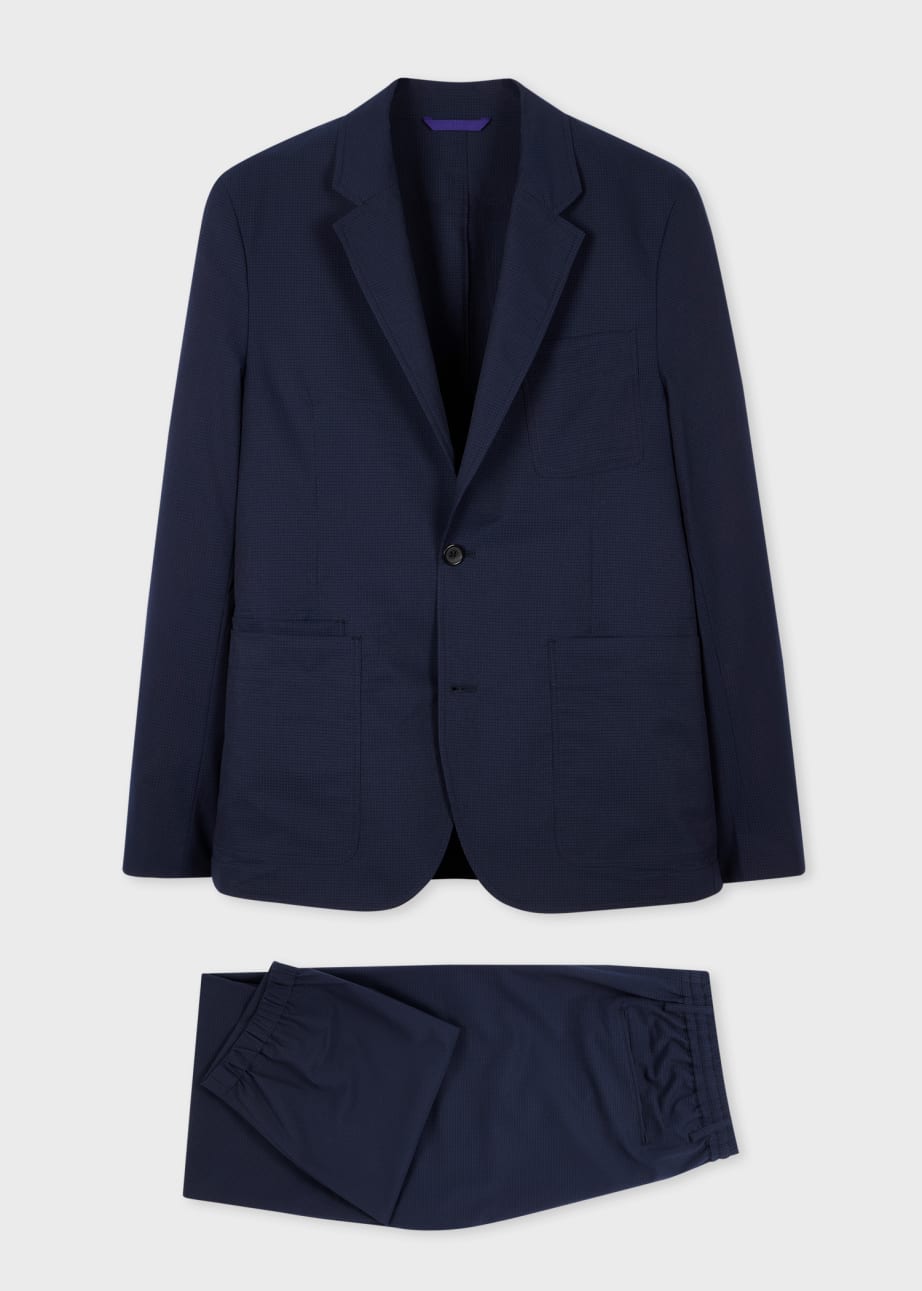Men's Casual-Fit Navy Lightweight Stretch Suit