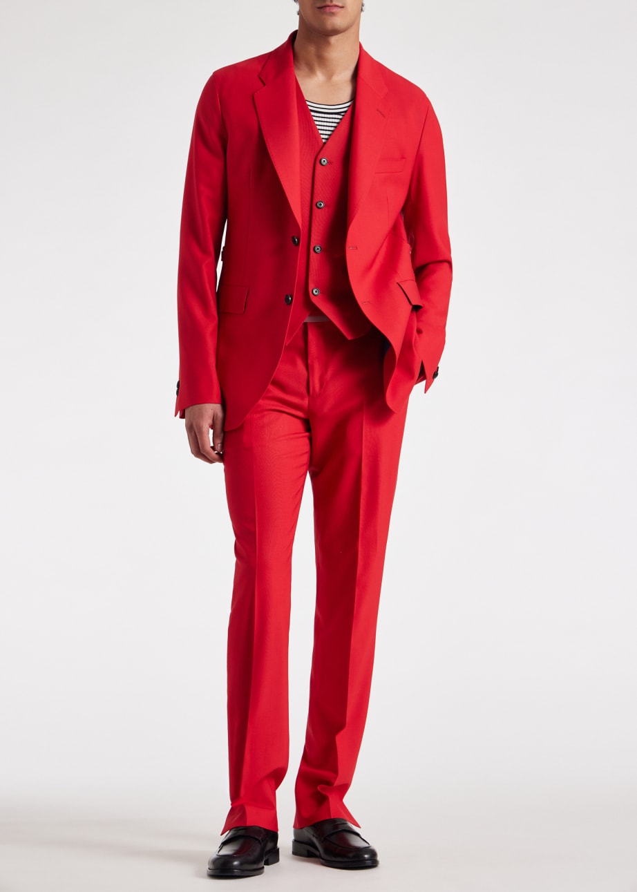 Model View - Tailored-Fit Red Fresco Wool Suit by Paul Smith