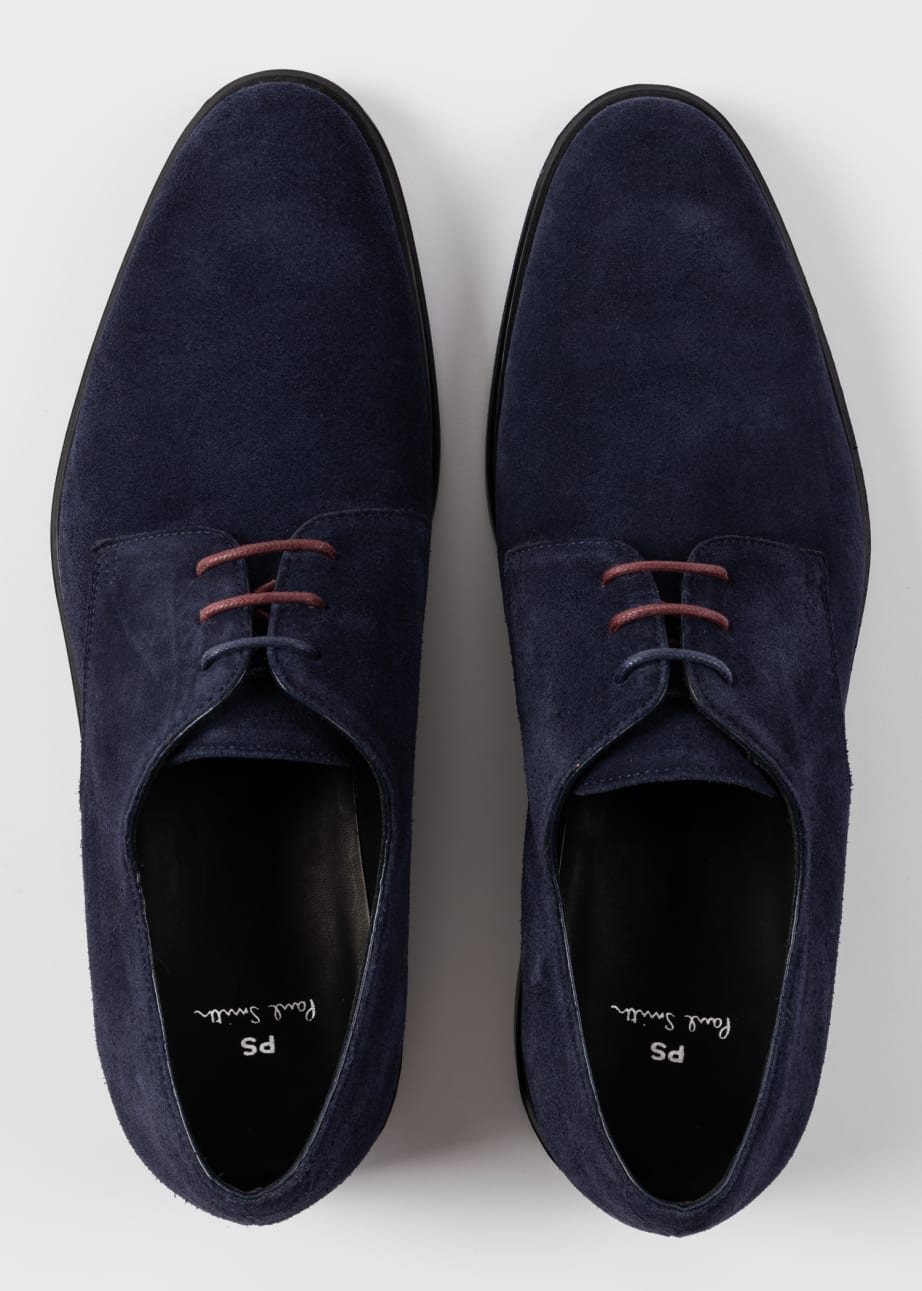 Product view - Navy Suede 'Bayard' Derby Shoes Paul Smith