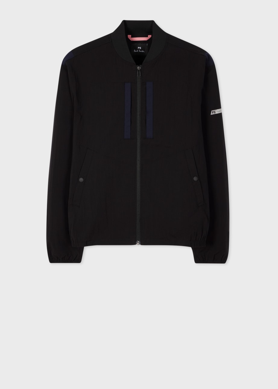 Front View - Black Cotton-Nylon Bomber Jacket Paul Smith