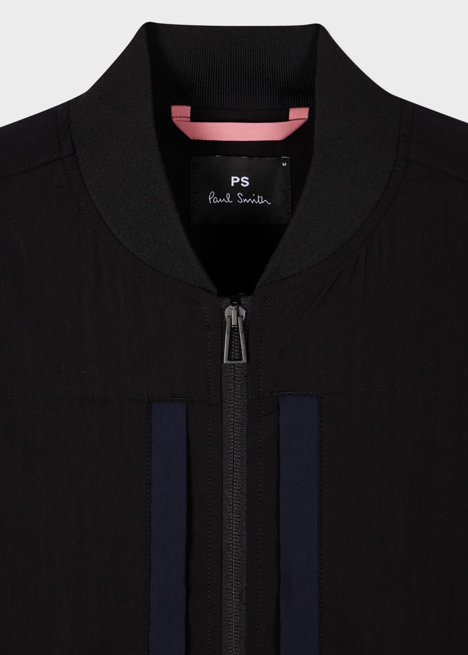 Detail View - Black Cotton-Nylon Bomber Jacket Paul Smith