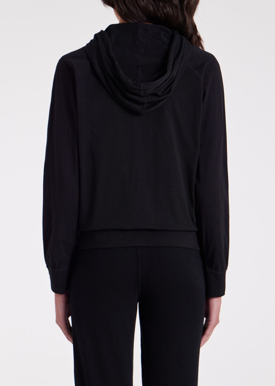 Model View - Women's Black Cotton 'Swirl Heart' Zip Up Lounge Hoodie Paul Smith