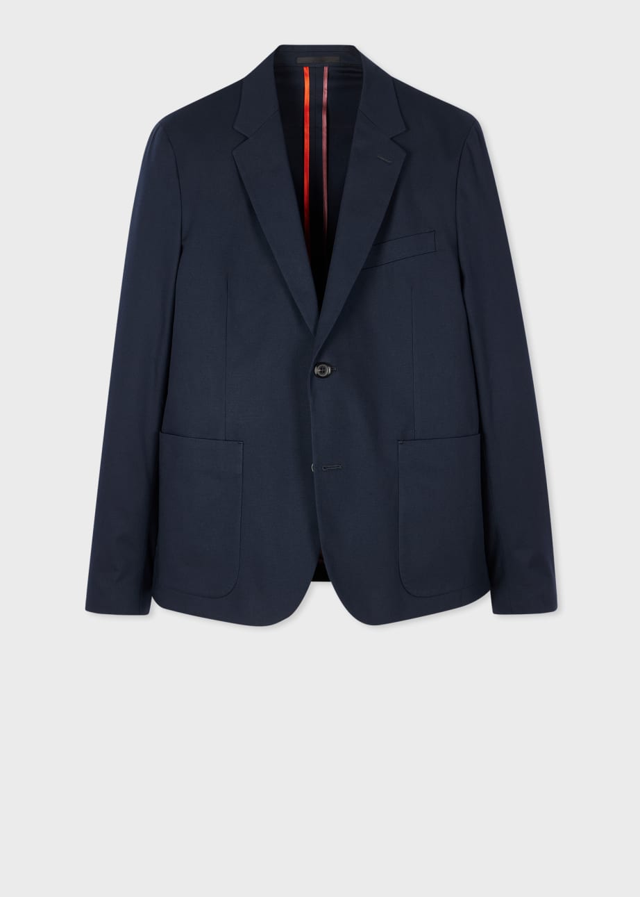 Product view - Mid-Fit Navy Stretch-Cotton Unlined Blazer Paul Smith