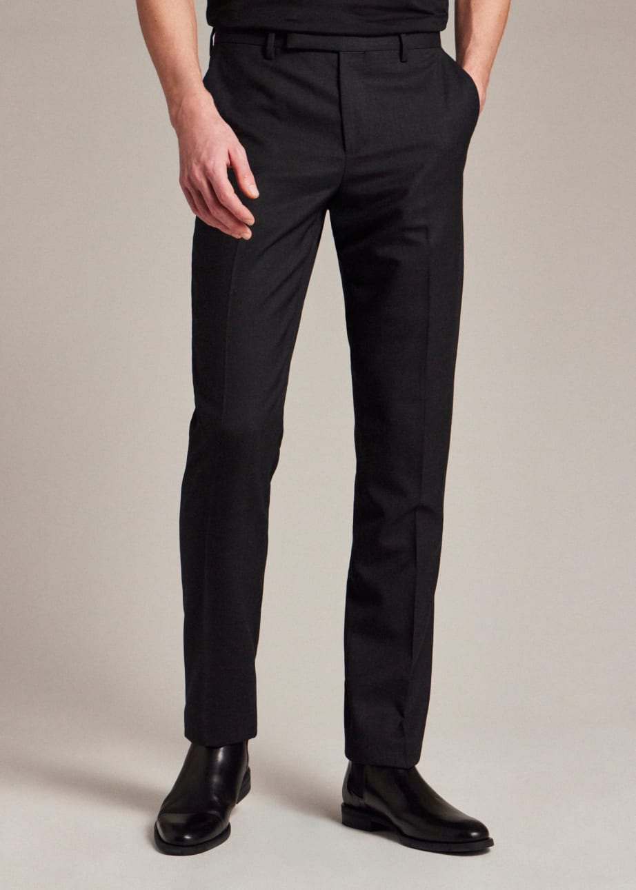 Model View - Slim-Fit Charcoal Grey Wool 'A Suit To Travel In' Trousers by Paul Smith