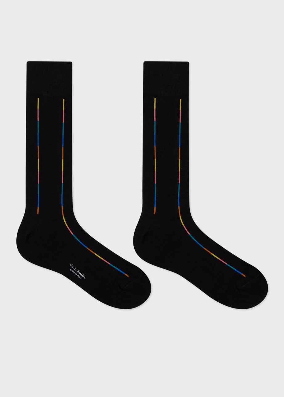 Men’s 2-Pack Retro Thin Striped Ankle Socks – Black/White, Cotton Blend, Size 6–11