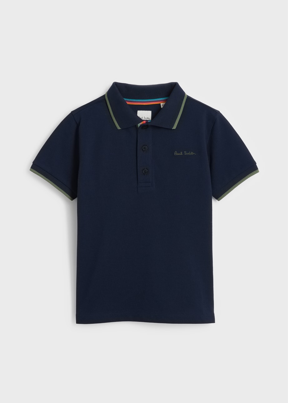 Product view - 2-13 Years Navy Short Sleeve Signature Polo Shirt Paul Smith