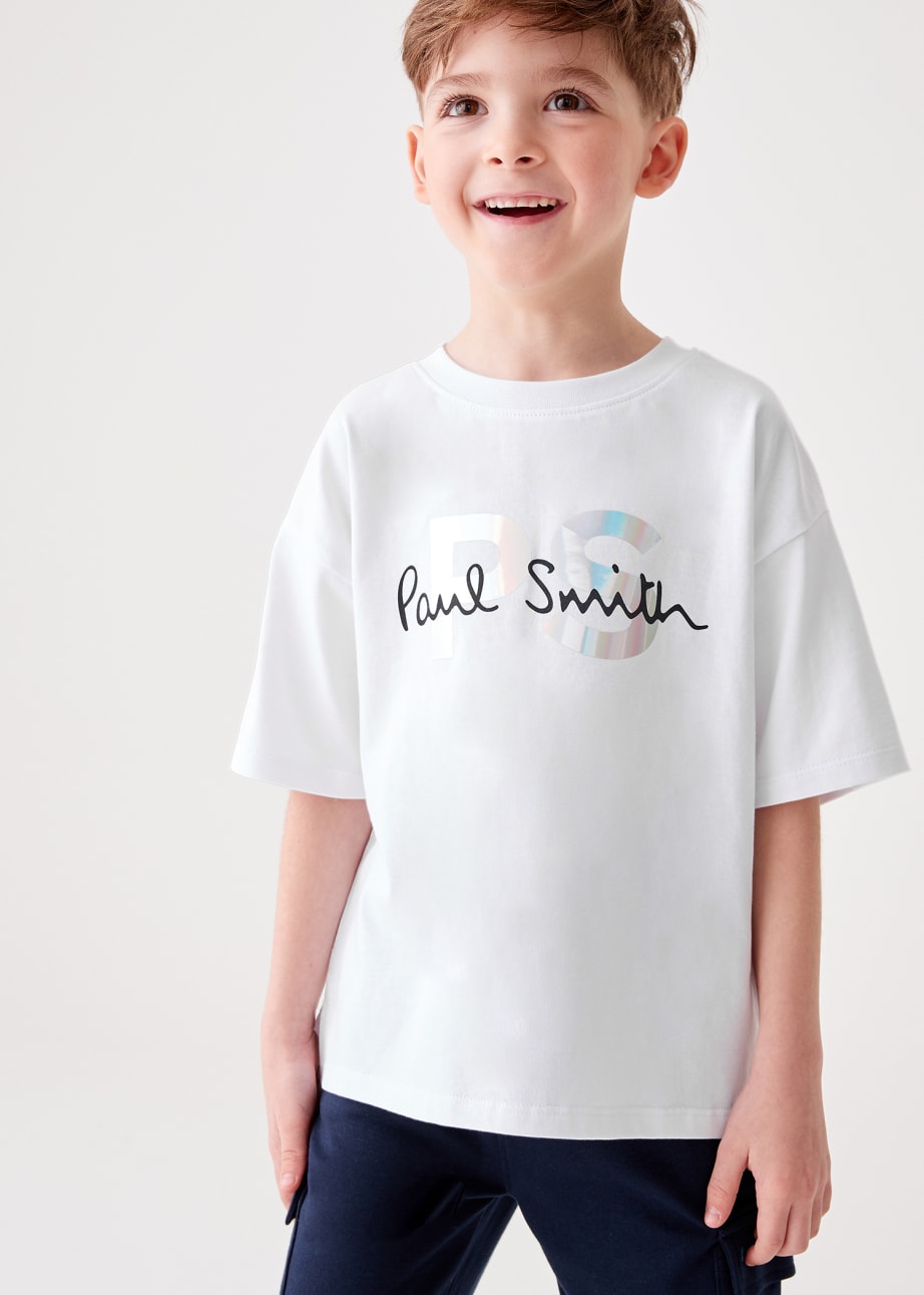 Model view - 2-13 Years White Holographic T-Shirt