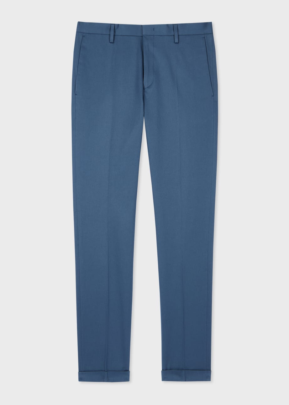 Front View - Slim-Fit Petrol Blue Cotton-Stretch Chinos Paul Smith