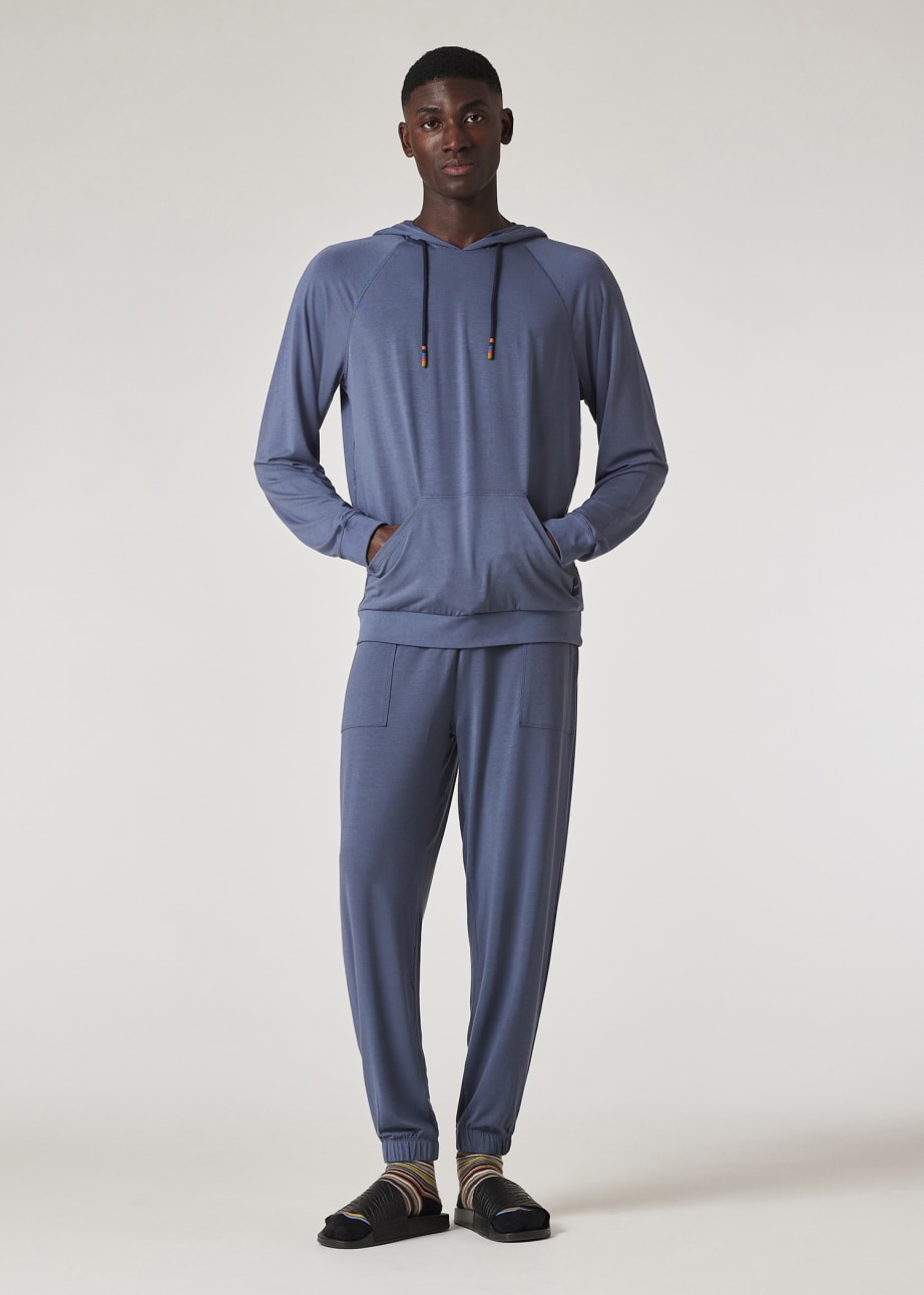 Model View - Washed Blue Modal-Blend Lounge Pants Paul Smith