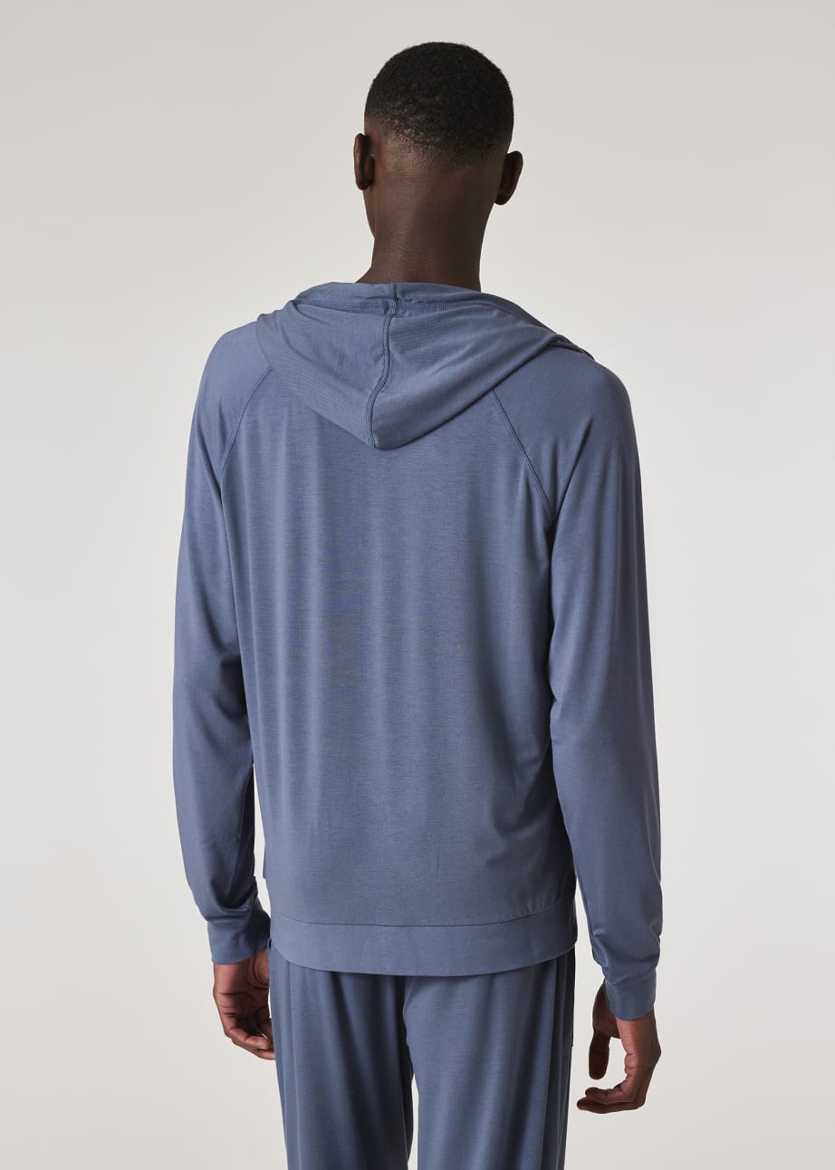 Model View - Washed Blue Modal-Blend Lounge Hoodie Paul Smith