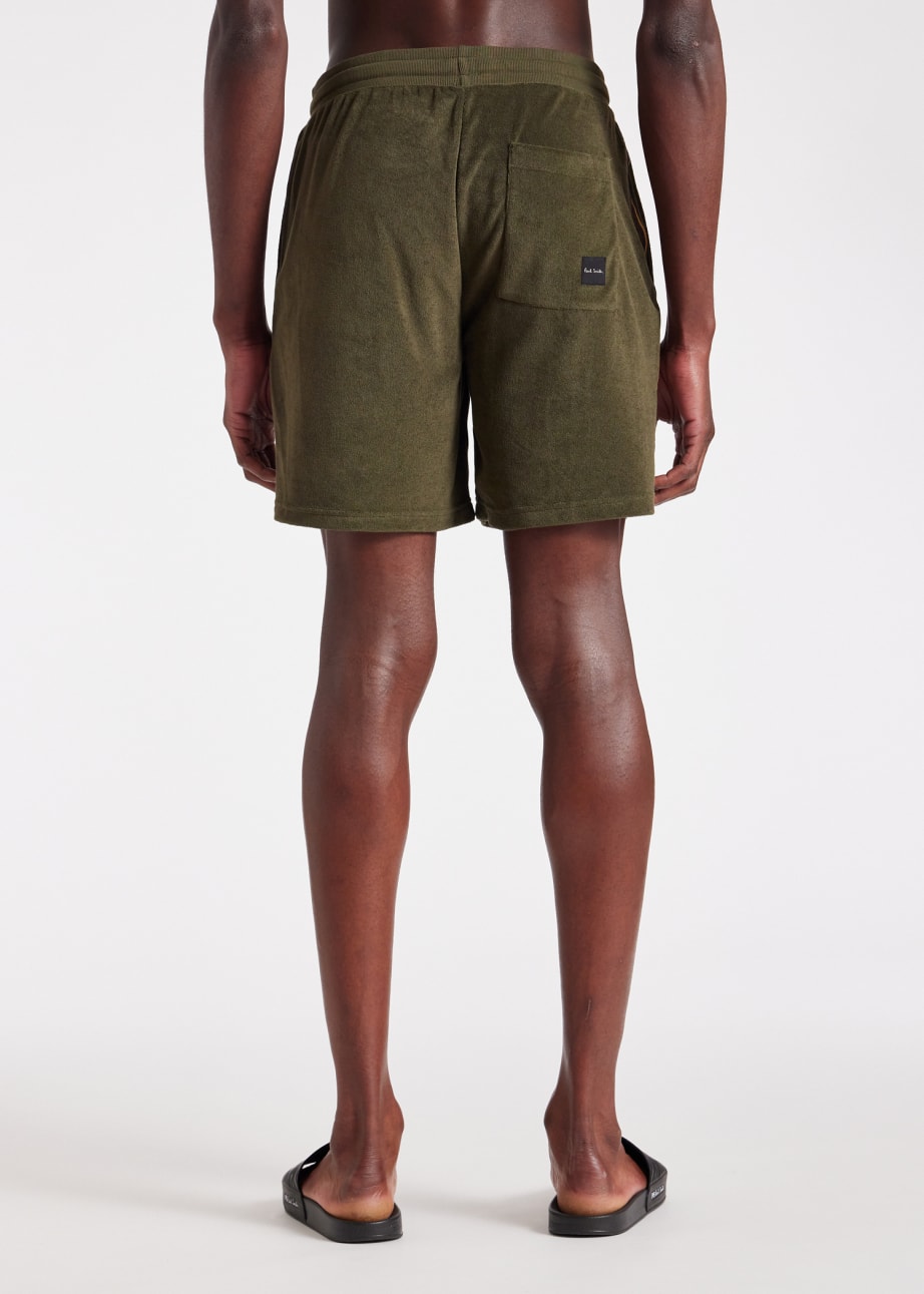 Model View - Khaki Towelling Lounge Shorts Paul Smith