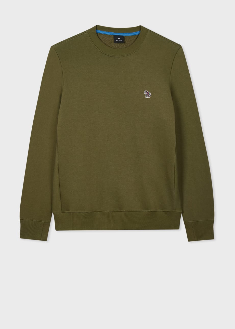 Front View - Khaki Zebra Logo Organic Cotton Sweatshirt Paul Smith