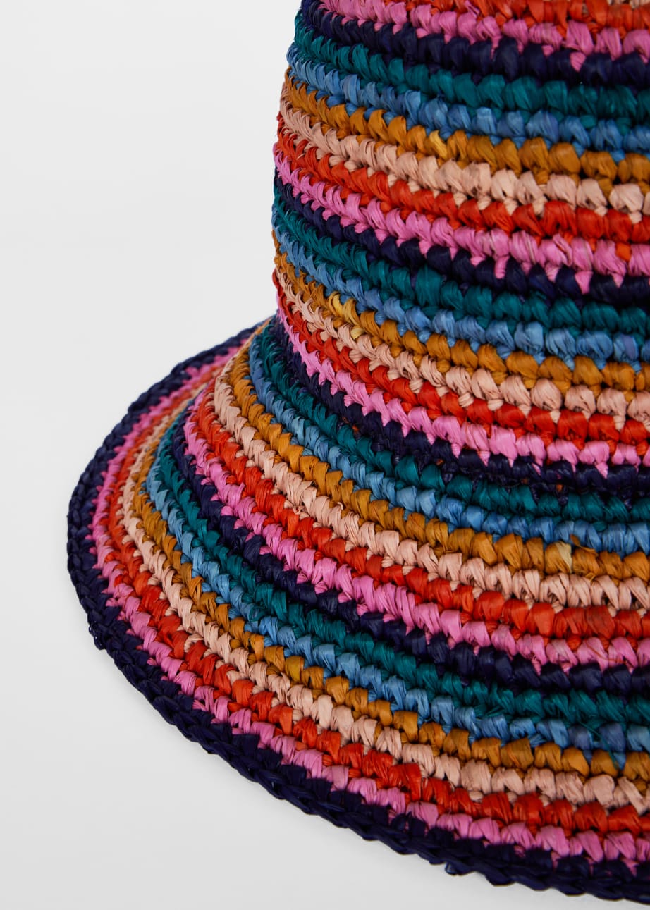Detail View - Women's Multicolour Stripe Crochet Bucket Hat Paul Smith