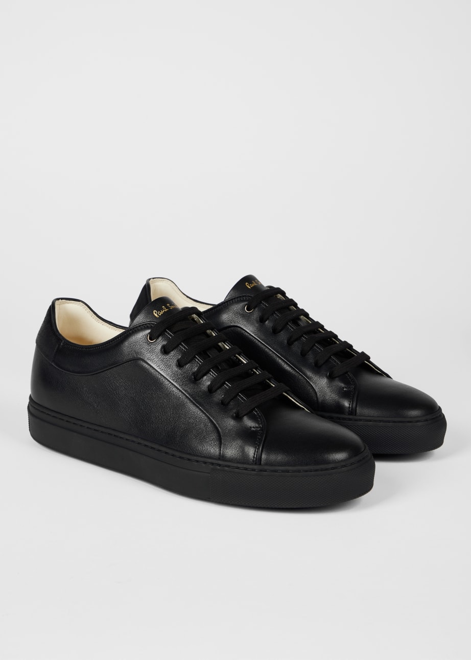 Product view - Black Leather 'Basso' Trainers