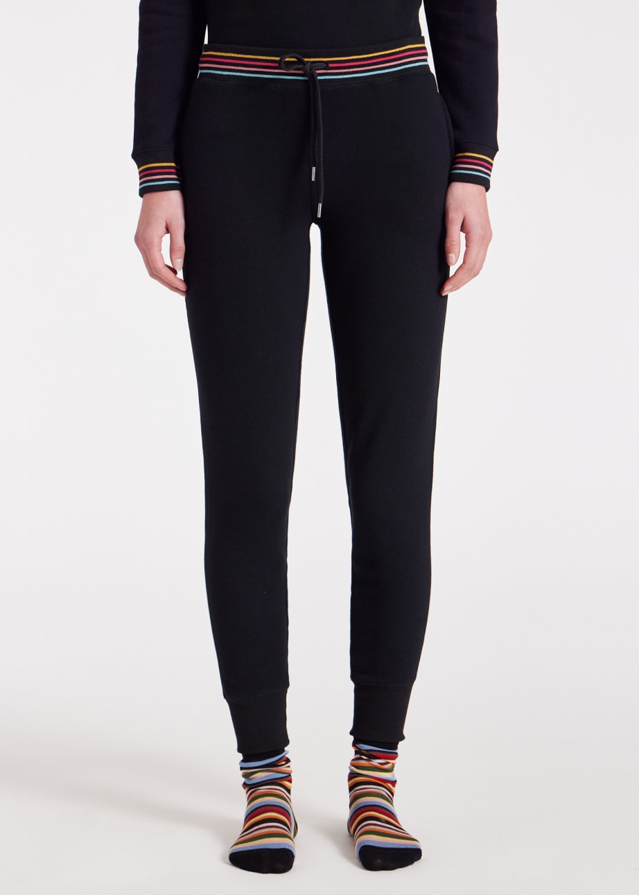 Model View - Women's Black Lounge Sweatpants With 'Swirl' Trims Paul Smith