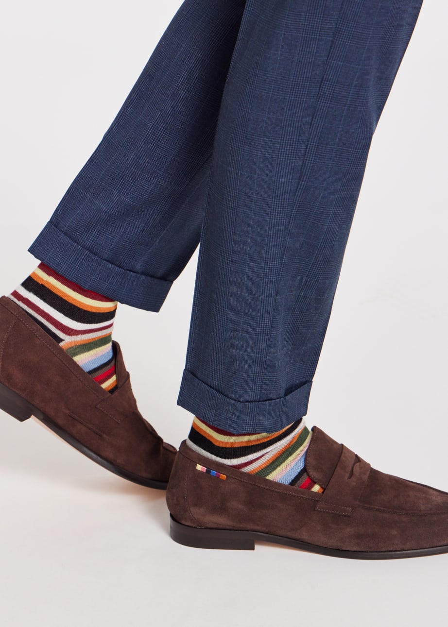 Model View - Dark Brown Suede 'Figaro' Loafers Paul Smith